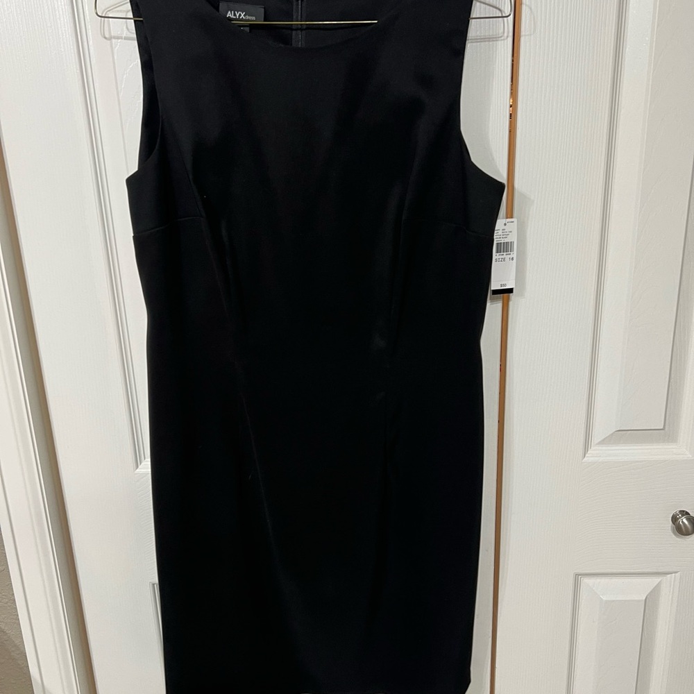 ALYTZ Little Black Sleeveless Sheath Dress Wm 16 back zip polyester spandex NWT
